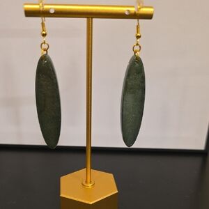 Elegant Green And Gold Dangle Earrings